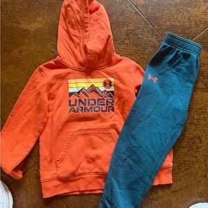 Under Armour Kids Orange Hoodie and Teal Joggers